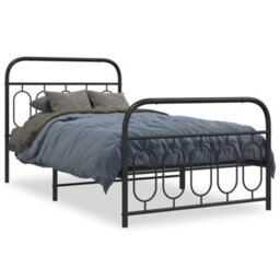 Berkfield Metal Bed Frame Without Mattress With Footboard Black 107X203Cm - thumbnail 2