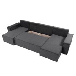 Karl U Corner Sofa Bed With Storage Chipboard Frame Polyurethane Foam Upholstery Grey 305X145X82 Cm Cream Universal - thumbnail 5