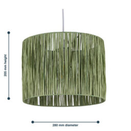 First Choice Lighting Set Of 2 Raffia - Green 28Cm Straw Pendant Or Lamp Shades - thumbnail 6
