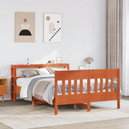 Berkfield Bed Frame Without Mattress Wax Brown 120X190 Cm Small Double Solid Wood Pine - thumbnail 1