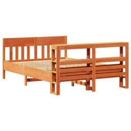 Berkfield Bed Frame Without Mattress Wax Brown 120X190 Cm Small Double Solid Wood Pine - thumbnail 6