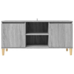Berkfield Tv Cabinet With Solid Wood Legs Grey Sonoma 103.5X35X50 Cm - thumbnail 3