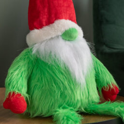 Samuel Alexander 30Cm Soft Green Fur Christmas Sitting Gronk Decoration With Dangly Legs - thumbnail 6
