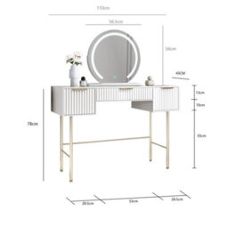 CARME Home Lara White Dressing Table With Elsie Led Mirror (White Base) - thumbnail 6