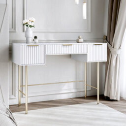 CARME Home Lara White Dressing Table With Elsie Led Mirror (White Base) - thumbnail 2