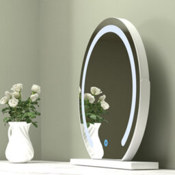 CARME Home Lara White Dressing Table With Elsie Led Mirror (White Base) - thumbnail 5