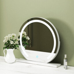 CARME Home Lara White Dressing Table With Elsie Led Mirror (White Base) - thumbnail 4