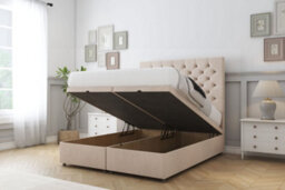 "Sloomy Mayfair Sand Naples Ottoman Bed With Mattress With 26"" Strutted Headboard 4' Small Double" - thumbnail 2