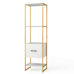 Gainoom 5-Tier Bookshelf With Drawer Tall Narrow Bookcase With Shelves - thumbnail 9
