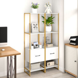 Gainoom 5-Tier Bookshelf With Drawer Tall Narrow Bookcase With Shelves - thumbnail 7