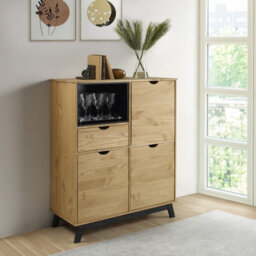 Mercers Furniture Scandian Sideboard Cabinet Solid Wood Pine Wooden Drinks Cupboard Height-120Cm Width-96Cm Depth-40Cm
