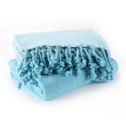 Ehc Luxury Pack Of 2 Chevron Cotton Single Sofa Throw Blanket, 125X 150Cms - Teal - thumbnail 3