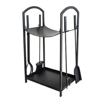 Ivyline Curved Log Holder With Companion Set- L30 X W39 X H71 Cm - Black - image 1