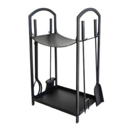 Ivyline Curved Log Holder With Companion Set- L30 X W39 X H71 Cm - Black - thumbnail 1