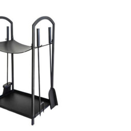 Ivyline Curved Log Holder With Companion Set- L30 X W39 X H71 Cm - Black - thumbnail 2