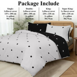 Aspire Homeware Printed Microfiber Duvet Cover Set, Black & White Dotted Reversible, Super King, (L)220Cm X (W)260Cm - thumbnail 6