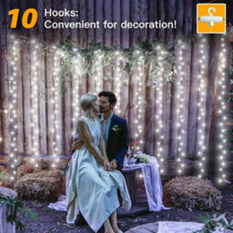 Ollny String Lights Waterproof 300 Led 3M X 3M Usb 8 Modes Cool White Curtain Lights Fairy Lights - thumbnail 6