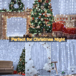 Ollny String Lights Waterproof 300 Led 3M X 3M Usb 8 Modes Cool White Curtain Lights Fairy Lights - thumbnail 9