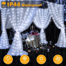 Ollny String Lights Waterproof 300 Led 3M X 3M Usb 8 Modes Cool White Curtain Lights Fairy Lights - thumbnail 8