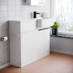 Nes Home Right Hand Black Handles Basin Vanity Unit With Tap & Freestanding Wc Unit - thumbnail 3