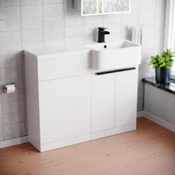 Nes Home Right Hand Black Handles Basin Vanity Unit With Tap & Freestanding Wc Unit - thumbnail 1