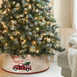 Living And Home Burlap Merry Christmas Tree Skirt Collar Christmas Decoration Xmas Ornament - thumbnail 2