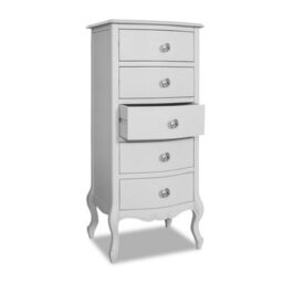 Statement Furniture Juliette White Vintage Chic 5 Drawer Tallboy With Crystal Handles - thumbnail 5
