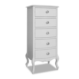 Statement Furniture Juliette White Vintage Chic 5 Drawer Tallboy With Crystal Handles - thumbnail 6