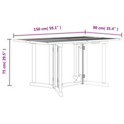 Walplus Folding Butterfly Garden Table 150X90X75 Cm Solid Wood Teak - thumbnail 7