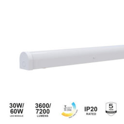 Paul Russells 5Ft Led Batten Lights, Switch Wattages 30W/60W, 3600/7200 Lumens, Ip20, Adjustable Cct 3 Colour, Pack Of 2 - thumbnail 2
