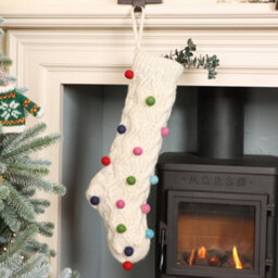 Dibor Set Of 2 Traditional Festive Zig Zag Knitted Xmas Gift Decoration Christmas Stocking For Kids