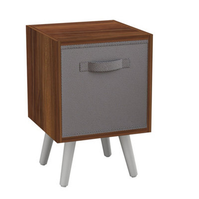 Urbn-Living Grey, White - Teak 1-Drawer Cube Shelving Unit With Scandinavian Legs - image 1