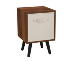 Urbn-Living Grey, White - Teak 1-Drawer Cube Shelving Unit With Scandinavian Legs - thumbnail 8