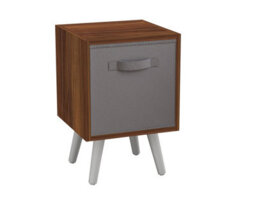 Urbn-Living Grey, White - Teak 1-Drawer Cube Shelving Unit With Scandinavian Legs - thumbnail 2