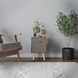 Urbn-Living Grey, White - Teak 1-Drawer Cube Shelving Unit With Scandinavian Legs - thumbnail 4
