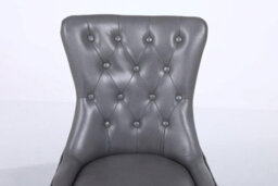 Modernique A Pair Grey Leather Aire Tuffted Metal Knocker Back Dining Chairs With Solid Chrome Legs - thumbnail 6