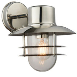 Ip44 Outdoor Wall Lamp Stainless Steel Caged Glass Lantern Down Modern Light