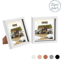 "Nicola Spring 8 X 8"" Photo Frames - White/ivory Mount - 3D Picture Frame Box Portrait Display Case (22.5 X 22.5Cm) Set Of 2" - thumbnail 1