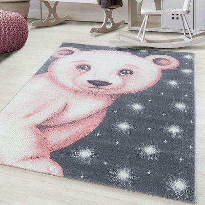 "Bravich Pink Bear Kids Rug - Bambi - 160X230Cm (5'4""x7'8"")" - image 1