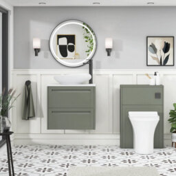 Royal Bathrooms Royal Bathroom Elmore 600mm Matt Green Wall Mounted Bathroom Vanity Unit 2 Drawer Plain White Worktop With Nova Basin - thumbnail 5