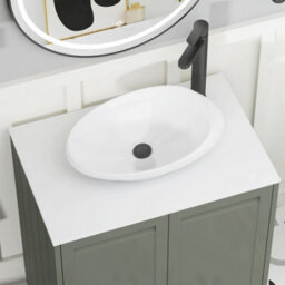 Royal Bathrooms Royal Bathroom Elmore 600mm Matt Green Wall Mounted Bathroom Vanity Unit 2 Drawer Plain White Worktop With Nova Basin - thumbnail 4