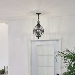 Elstead Halleron 3 Light Outdoor Globe Ceiling Pendant Light Grey Ip44, E14 - thumbnail 3
