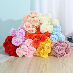10 Heads Silk Rose Artificial Flowers Fake Bouquet Wedding Home Party Decor Uk Red - thumbnail 2