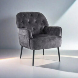 Grey Mid Century Armchair - Linen Fabric Tub Chair With Metal Legs For Living Room - thumbnail 5