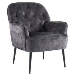 Grey Mid Century Armchair - Linen Fabric Tub Chair With Metal Legs For Living Room