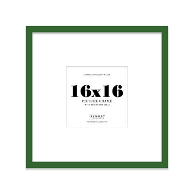 "16X16"" Green Picture Frame - 16X16"" Square Frame With 12X12"" Mount For 16X16""/12X12"" Pictures Moderrn Style Thin Edge, 1 Pack" - image 1