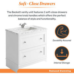 Plum&clay Beckett White Floor Standing Traditional Bathroom Vanity Unit & Basin (W)800mm (H)850mm - thumbnail 5