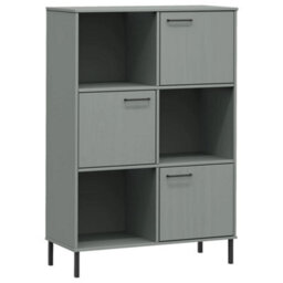 Walplus Bookcase With Metal Legs Grey 90X35X128.5 Cm Solid Wood Oslo - thumbnail 2