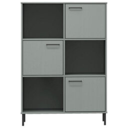 Walplus Bookcase With Metal Legs Grey 90X35X128.5 Cm Solid Wood Oslo - thumbnail 4
