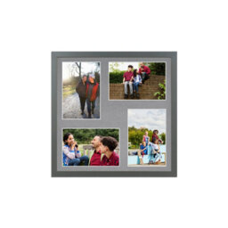 AK Frames 12X12 Dark Grey Sleek Multi Photo Frame With Mid Grey Mount - Holds 4 Apertures (4X) 6X4 Photos - thumbnail 1